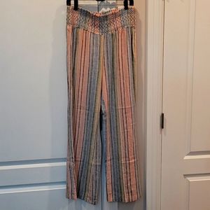 NWT So Smocked Waist Linen Beach Pants Large